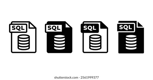 SQL file format document type icon vector design black white color simple flat illustration collection isolated