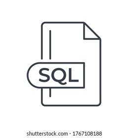 SQL File Format Icon. SQL Extension Line Icon.