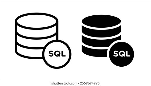 SQL Icon collection in filled and stroke style.