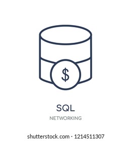 Sql icon. Sql linear symbol design from Networking collection. Simple outline element vector illustration on white background.