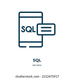 Sql icon. Linear vector illustration from big data collection. Outline sql icon vector. Thin line symbol for use on web and mobile apps, logo, print media.