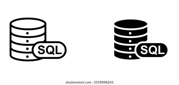 SQL Icon set in black color for ui designs