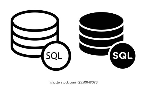 SQL Icon set in black filled and line.