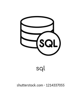 Sql icon. Trendy modern flat linear vector Sql icon on white background from thin line Internet Security and Networking collection, editable outline stroke vector illustration