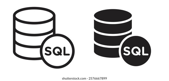 SQL icons in outline and stroke versions