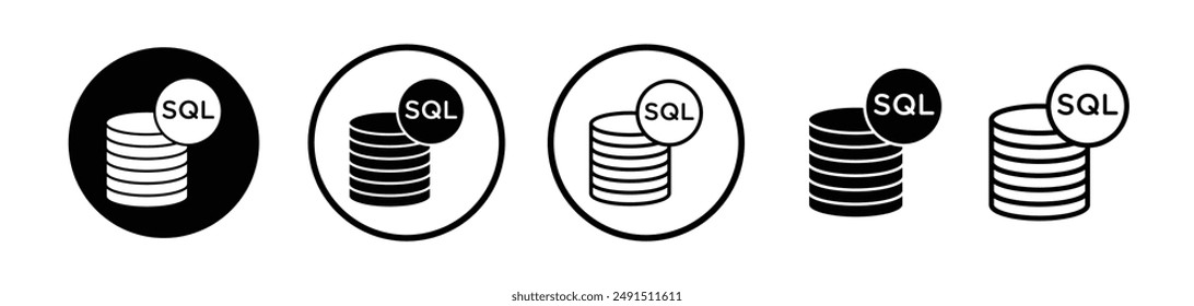 SQL liner icon collection on white background