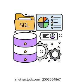 SQL Script Fill Color Icon, Vector illustration