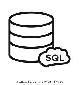 SQL server icon Black line art vector logo