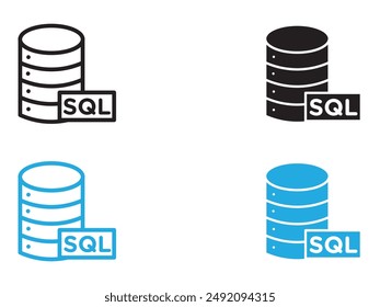 SQL server icon black and white vector outline sign