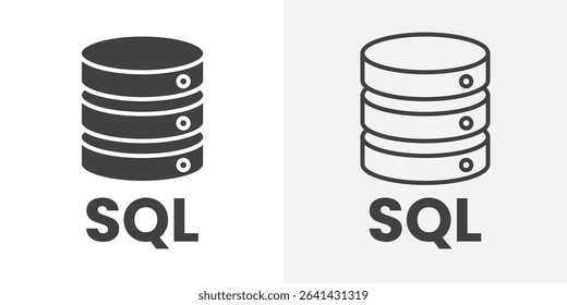 SQL server icon Line graphics illustration