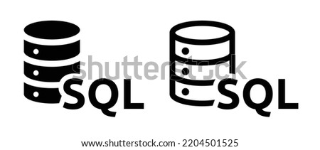 SQL server icon set. Database symbol isolated on white background. Structured Query Language vector illustration.