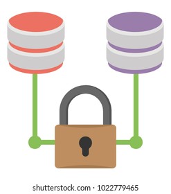 Sql Server Security Concept, Flat Vector Icon                      