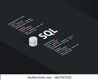 SQL, Structure Query Language Database Programming Language Vector Illustration