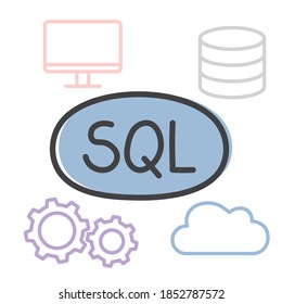 SQL (Structured Query Language) concept- vector illustration