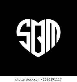 SQM Unique abstract monogram love shape vector logo design.