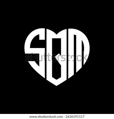 SQM Unique abstract monogram love shape vector logo design.