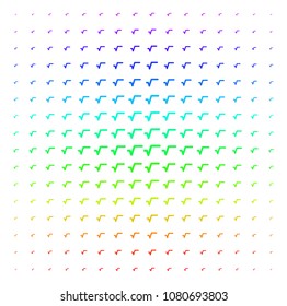Sqrt icon spectral halftone pattern. Vector sqrt pictograms organized into halftone grid with vertical rainbow colors gradient. Designed for backgrounds, covers and abstract concepts.