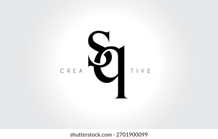 SQsq Elegant Serif Monogram Logo – Letra tipográfica en minúscula de lujo para marca moderna