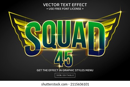 Squad 3D editable text effect template