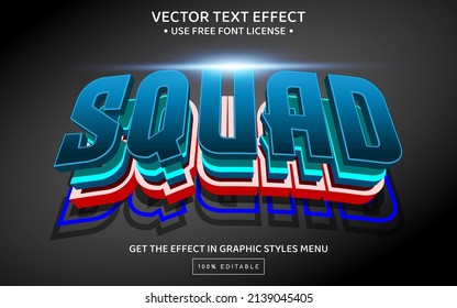 Squad 3D editable text effect template