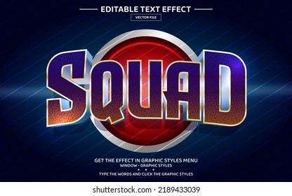 Squad 3D editable text effect template