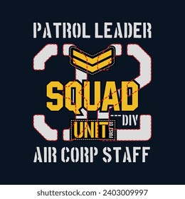 Squad air force typography tee shirt graphics, vectors