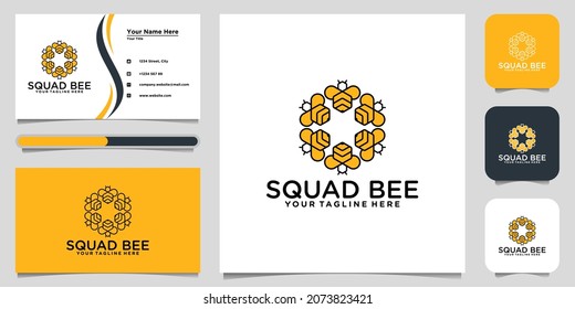 Squad Bee honey creative vector icon symbol logo. Logo design and business card