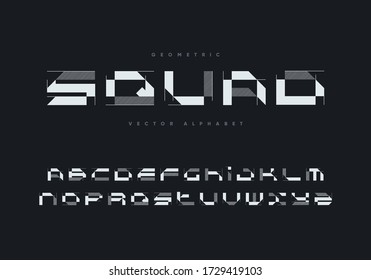 "Squad" futuristic font design. Geometric vector alphabet.