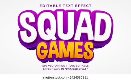 Squad games 3d editable text effect template