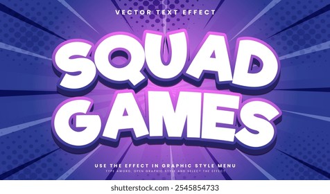 Squad games 3d editable vector text effect with Sport Style Theme