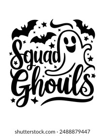 Squad Ghouls Tipografía de Diseño gráfico Ilustración de Arte vectorial Diseño de camiseta de Halloween