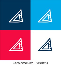 Squad hand drawn tool four color material and minimal icon logo set in red and blue