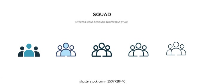 squad icon in different style vector illustration. two colored and black squad vector icons designed in filled, outline, line and stroke style can be used for web, mobile, ui