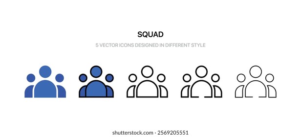 squad icon in different style vector illustration. two colored and black squad vector icons designed in filled, outline, line and stroke style can be used for web, mobile, ui