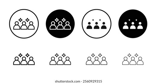 Squad icon Flat outline fill set collection