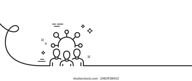 Squad line icon. Continuous one line with curl. Team work sign. Community group symbol. Squad single outline ribbon. Loop curve pattern. Vector