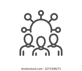 Icono de la línea de acoplamiento. Signo de trabajo en equipo. Símbolo de grupo comunitario. Elemento de diseño de calidad. Icono de cuadrado de estilo lineal. Trazo editable. Vector