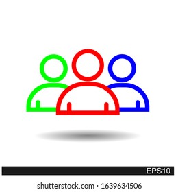squad outline icon in green, red, blue from tools and utensils concept. Can be used for web and mobile

