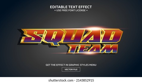 Squad team 3D editable text effect template