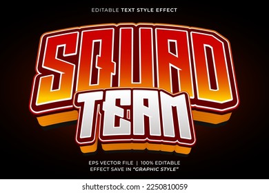 Squad team esport 3D editable text effect template