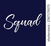 squad text on blue background.