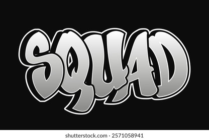 Squad word trippy psychedelic graffiti style letters. Vector hand drawn doodle cartoon logo Squad illustration