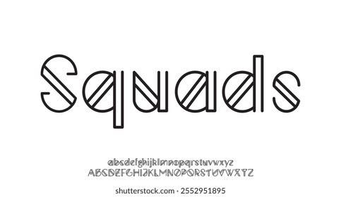 Squads, Technology typography alphabet fonts with bold style. Vector illustration and tech font. Abstract minimal modern sport, simple, fashion, digital, future creative alphabet font.
