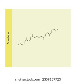 Squalene Hydrocarbon natural lipid found in the skin, used in cosmetics and skincare products Molecular structure skeletal formula on yellow background.