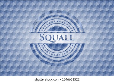 Squall blue emblem with geometric pattern background.