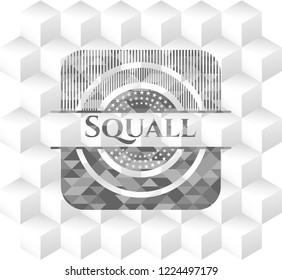 Squall realistic grey emblem with geometric cube white background