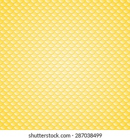 Squama fish snake lizard scales seamless background. Yellow pattern.