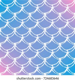 Squama on trendy gradient background. Square backdrop with squama ornament. Bright color transitions. Mermaid tail banner and invitation. Underwater and sea pattern. Blue, rose, pink colors.
