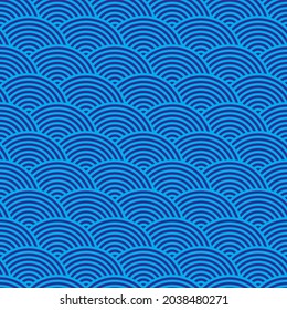 Squama Waves - Seamless Geometric Vector Square Pattern