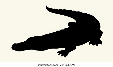 Squamate nile old giant rough green hungry paw sand text space. Freehand outline dark black ink hand drawn fun zoo crocodylus eye emblem pictogram design. Retro art doodle paper cute funny engrave print style